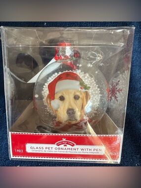 Holiday Time Round Glass Yellow Labrador Retriever Dog Ornament Dog Lover Gift